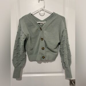 moon & madison Green Button-Up Cardigan
